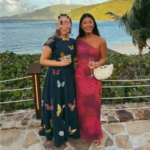 Chic One-Shoulder Floral Dress in Red